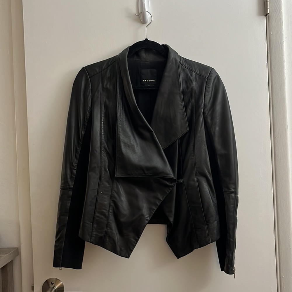 Trouvé black leather jacket - Picture 2 of 9